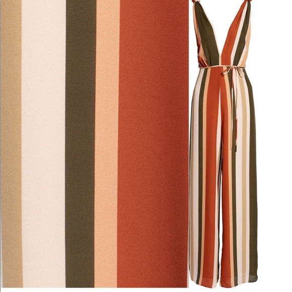 Stripe Deep V Jumpsuit - Picture 1 of 5